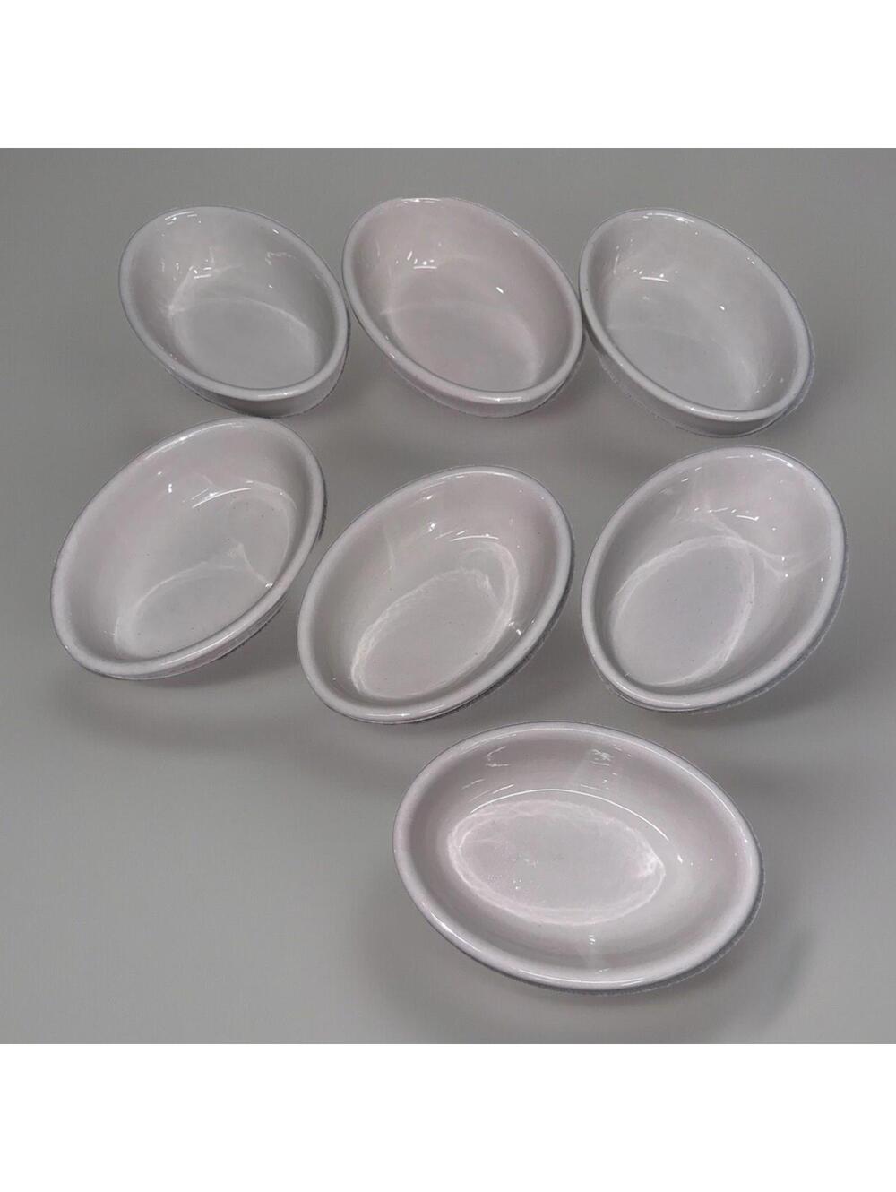 Set of 7 Vintage HALL Oval 705 Au Gratin Individual Casserole Side Dish White